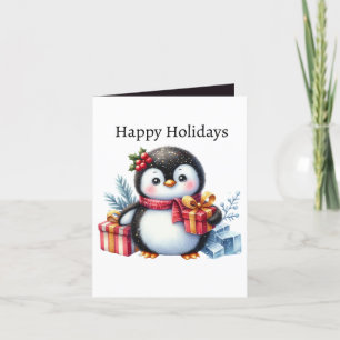 Cute Christmas penguin Happy Holiday Card