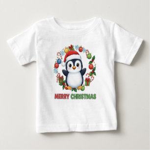 Cute Christmas Penguin Illustration Baby T-Shirt