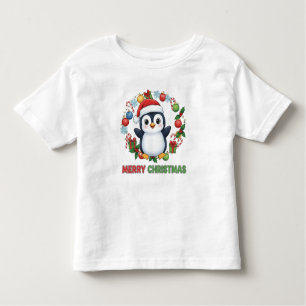 Cute Christmas Penguin Illustration Toddler T-Shirt