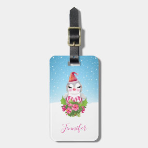 Cute Christmas Penguin in Santa Hat Luggage Tag