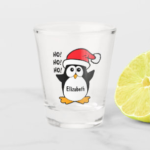 Cute Christmas Penguin Personalise Shot Glass