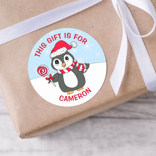 Cute Christmas Penguin Personalised Gift Tag (Creator Uploaded)