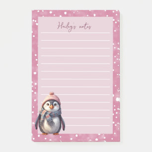 cute christmas penguin personalised post-it notes