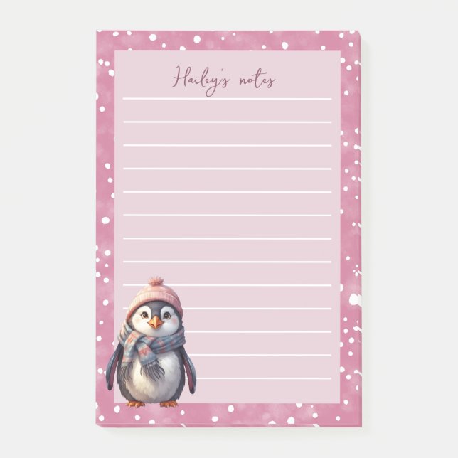 cute christmas penguin personalised post-it notes (Front)