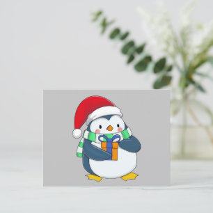 Cute Christmas Penguin Postcard – Holiday 