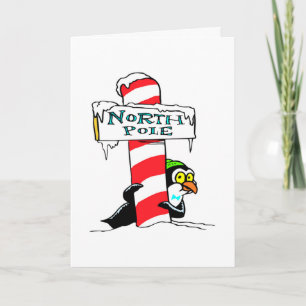 Cute Christmas Penguin Real North Pole Holidays Holiday Card