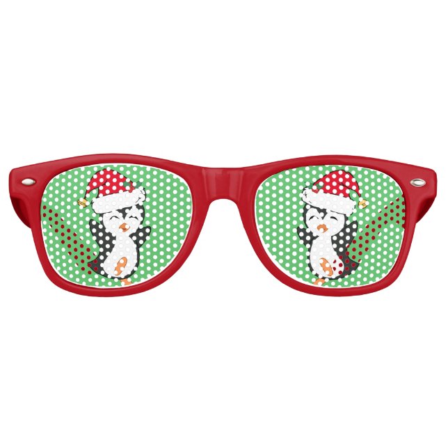 Cute Christmas Penguin Retro Sunglasses (Front)