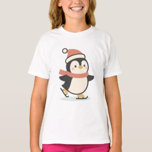 Cute Christmas Penguin Skating – Adorable Winter T-Shirt