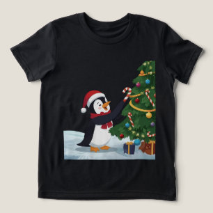 Cute Christmas Penguin T-Shirt Tri-Blend Shirt