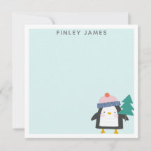 Cute Christmas Penguin Teal Mint Personalised