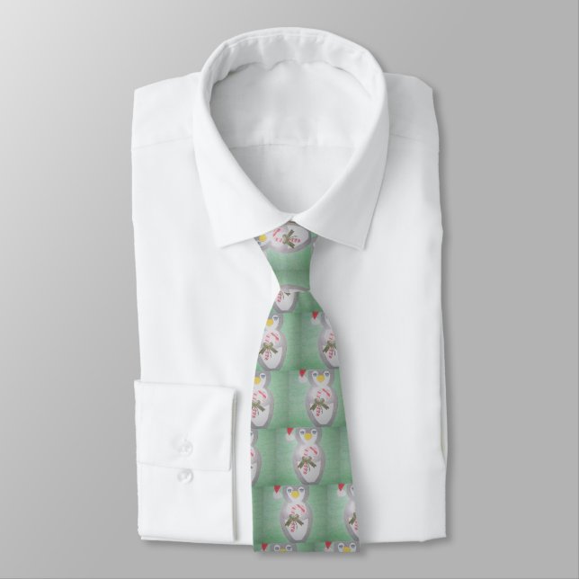 Cute Christmas Penguin Tie (Tied)