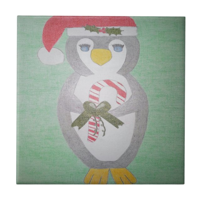 Cute Christmas Penguin Tile (Front)
