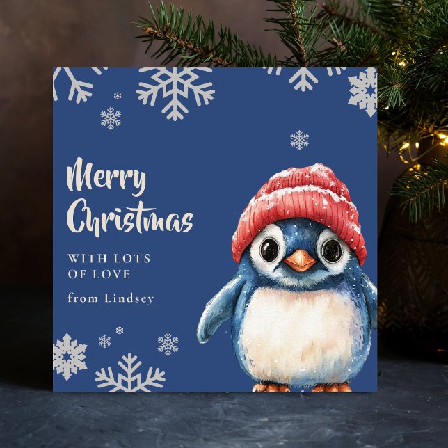Cute Christmas Penguin with Hat Holiday Card (Cute Christmas Penguin with Hat Holiday Card)