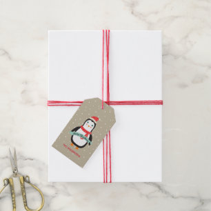 Cute Christmas Penquin "Merry Christmas" Personali Gift Tags