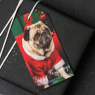 Cute Christmas Peppy Dog Pet Photo Lover Red Green Gift Tags