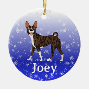 Cute Christmas Personalized Basenji Brindle Ceramic Tree Decoration