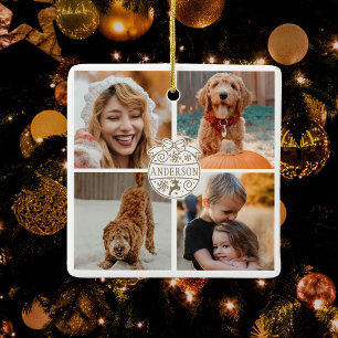 Cute Christmas Photo Ceramic Ornament