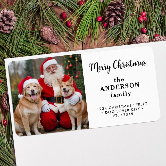 Cute Christmas Photo Modern Simple Return Address Label (Creator Uploaded)