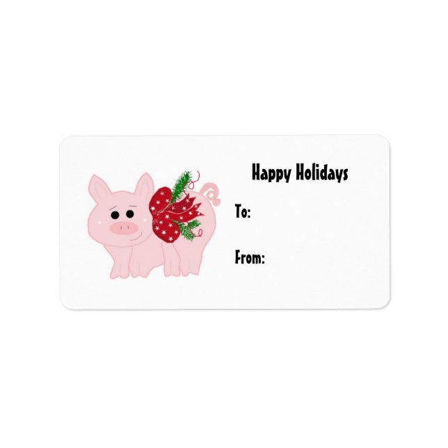 Cute Christmas Piggy Gift Tag (Front)
