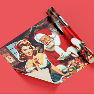 Cute Christmas Pin-up and Santa Claus Wrapping Paper