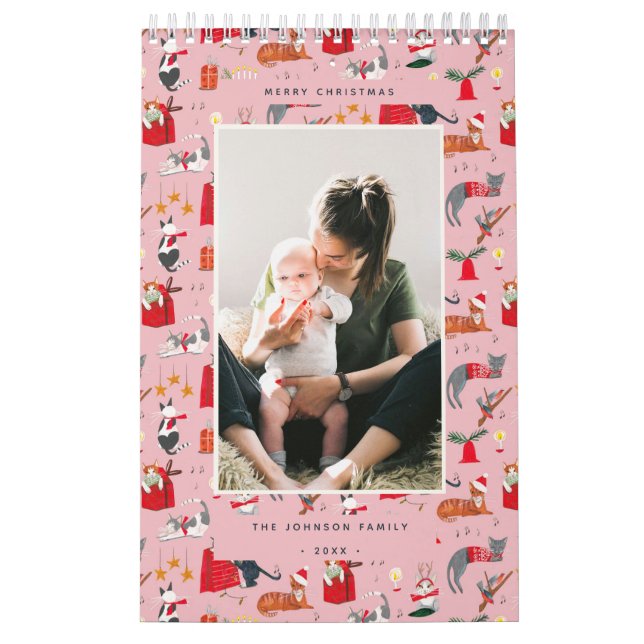 Cute Christmas pink Cat Kitten Lover Holiday Calendar (Cover)