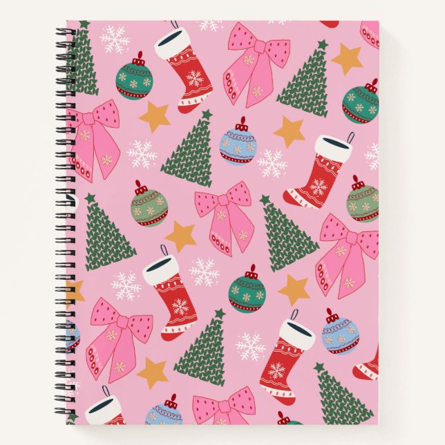 Cute Christmas Pink Notebook (Front)