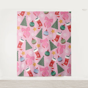 Cute Christmas Pink Tapestry