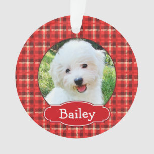 Cute Christmas Plaid Pet Portrait Ornament