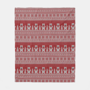Cute Christmas Polar Bear  Fleece Blanket