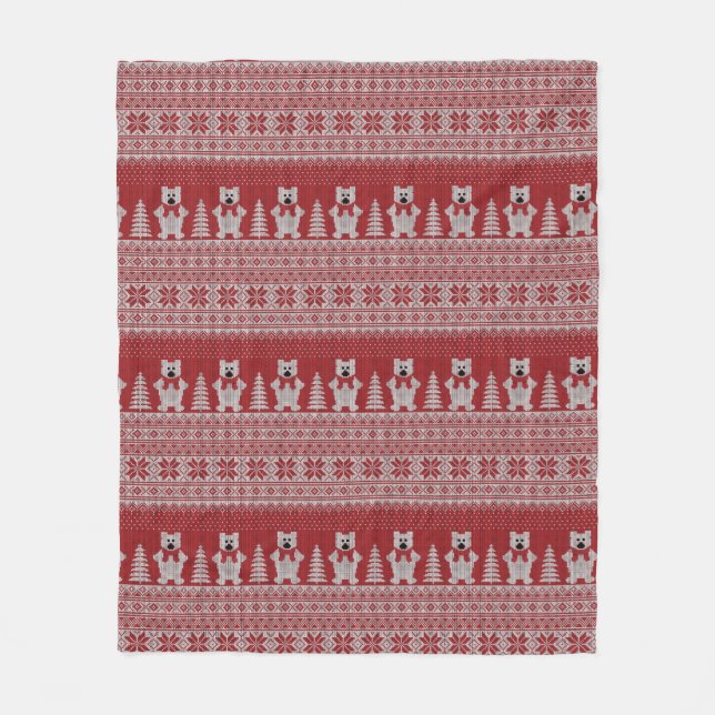 Cute Christmas Polar Bear  Fleece Blanket (Front)