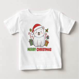 Cute Christmas Polar Bear Illustration Baby T-Shirt