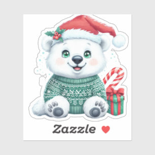 Cute Christmas Polar Bear in Festive Sweater