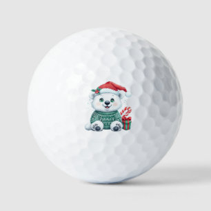 Cute Christmas Polar Bear in Festive Sweater Golf Balls