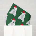 Cute Christmas Polar Bear Santa Kids Green Tissue Paper<br><div class="desc">Cute polar bear Christmas tissue paper in beautiful green. This pretty animal looks very cute in a holiday red Santa hat with a little smile.</div>