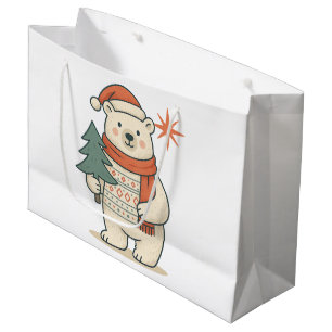 Cute Christmas Polar Bear Scandinavian Winter Large Gift Bag