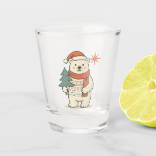 Cute Christmas Polar Bear Scandinavian Winter Shot Glass