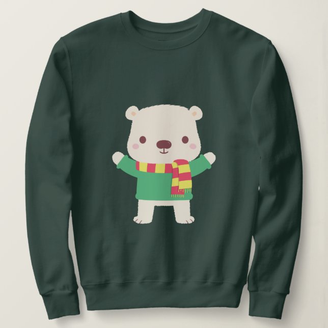 Cute Christmas Polar Bear Sweatshirt (Design Front)