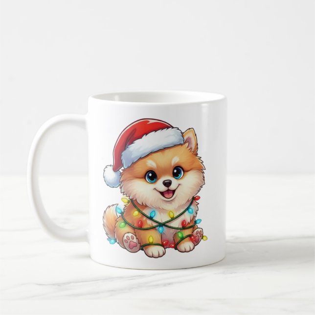 Cute Christmas Pomeranian Mug (Left)