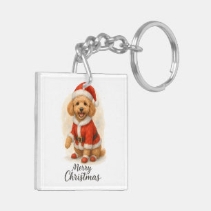 Cute Christmas Poodle Dog Holiday Poodle Lover Key Ring