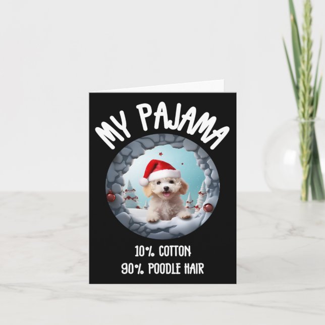 Cute Christmas Poodle - Funny Dog Design For Pet L Card (Front)