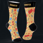 Cute Christmas Present Pattern Xmas Winter Holiday Socks<br><div class="desc">Cute and kawaii Christmas theme pattern. You can further customise the background colour using the design tool. Personalised gift with editable text for your loved ones during this holiday season.</div>