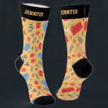Cute Christmas Present Pattern Xmas Winter Holiday Socks<br><div class="desc">Cute and kawaii Christmas theme pattern. You can further customise the background colour using the design tool. Personalised gift with editable text for your loved ones during this holiday season.</div>