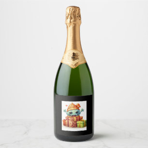 Cute Christmas Present  Top Sparkling Wine Label
