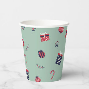 Cute Christmas Presents Ornaments Pattern Paper Cups
