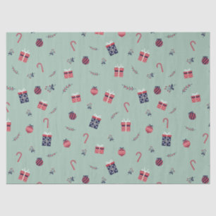 Cute Christmas Presents Ornaments Pattern Tissue Paper