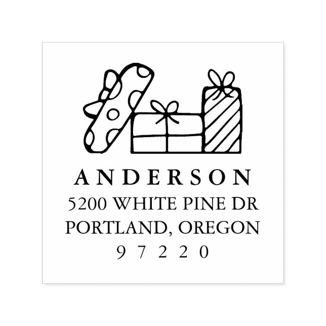 Cute Christmas Presents Return Address Self-inking Stamp (Design)