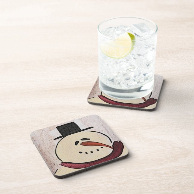 Cute Christmas Primitive Snowman Coaster (Right Side)