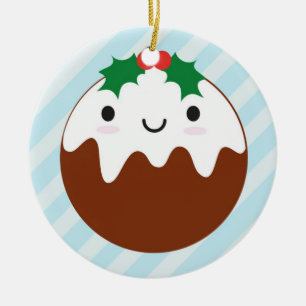 Cute Christmas Pudding Ceramic Tree Decoration