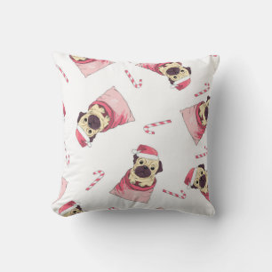 Cute Christmas Pug Pattern Cushion