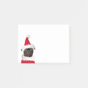 Cute Christmas Pug Puppy Santa Hat Post-it Notes